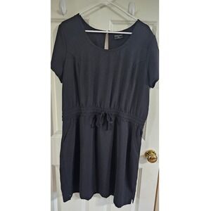 32 Degrees Cool Womens Black Short Sleeve Drawstring Waist Pocket Dress Size XXL